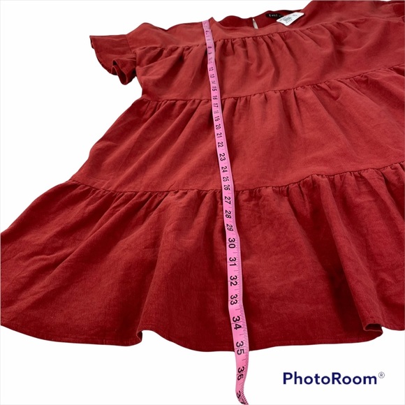 V evy j Red dress Short Sleeve Velvet Size L  NEW. A line relaxed fit - Picture 10 of 13